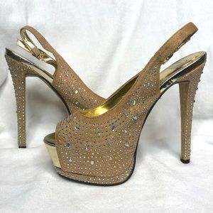 Beige Ultra High Slingbacks